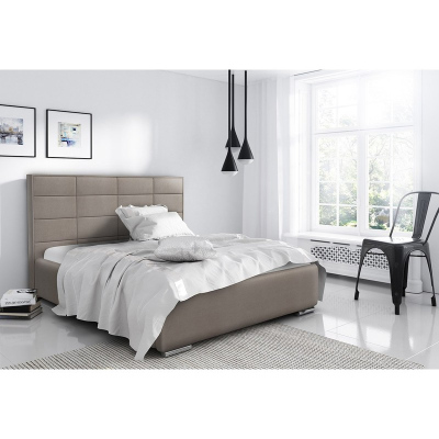 Elegantes Doppelbett Caffara 120x200, beige, feiner Bezugsstoff