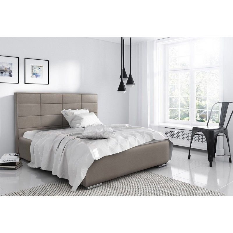 Elegantes Doppelbett Caffara 120x200, beige, feiner Bezugsstoff