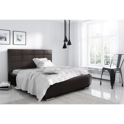 Elegantes Doppelbett Caffara 120x200, braun, feiner Bezugsstoff