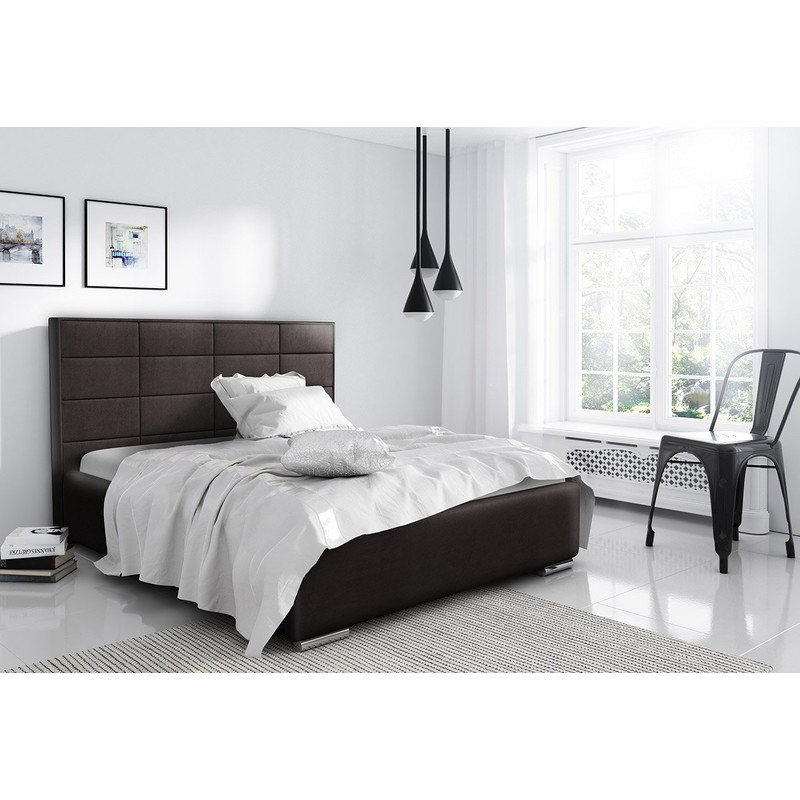 Elegantes Doppelbett Caffara 120x200, braun, feiner Bezugsstoff