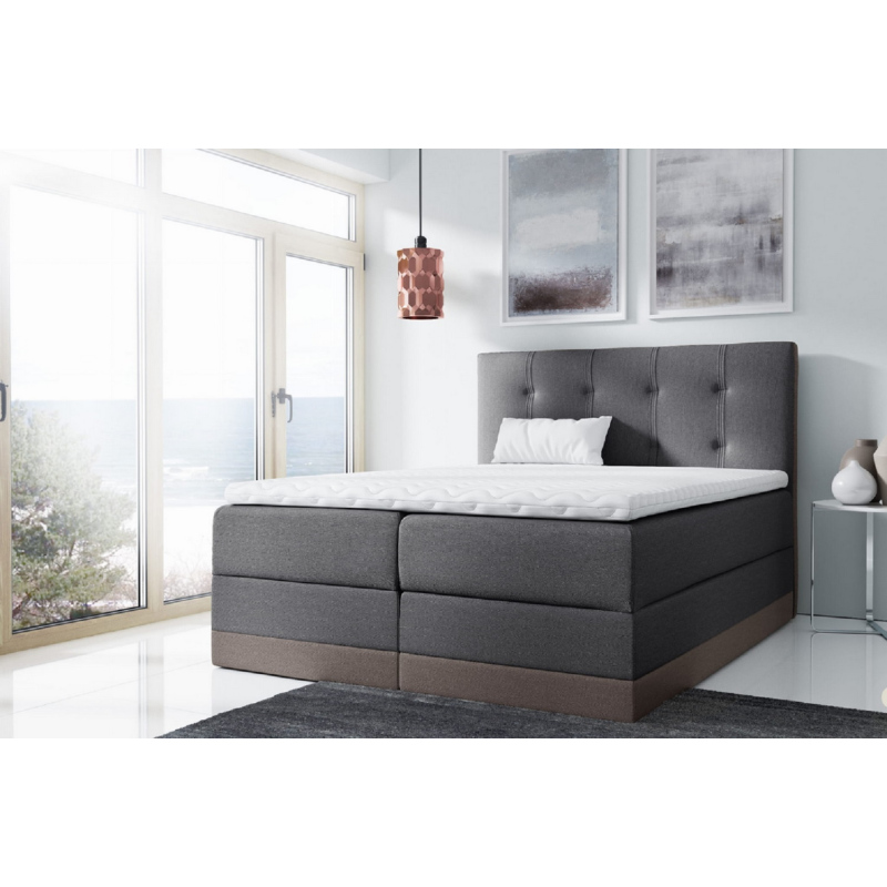 Einzelbett Tory, gepolstert, 120x200 cm, braun-grau