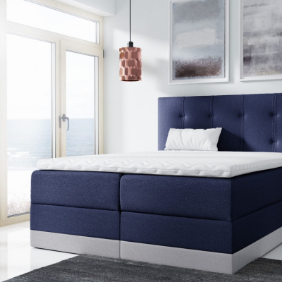 Einzelbett Tory 120x200, blau, gepolstert + Matratzenauflage