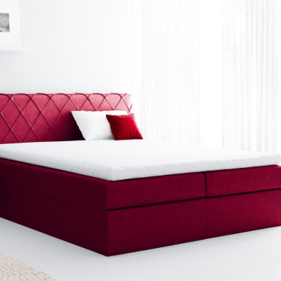 Komfortables Polsterbett Perez 120x200, rot + TOPPER