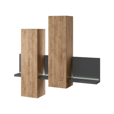 Zweifarbige Vitrine KIBOU, Anthrazit / Ribbec-Eiche