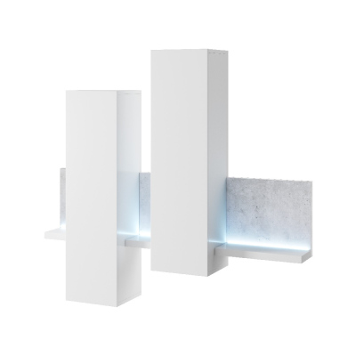 Zweifarbige Vitrine KIBOU, weiß / Beton