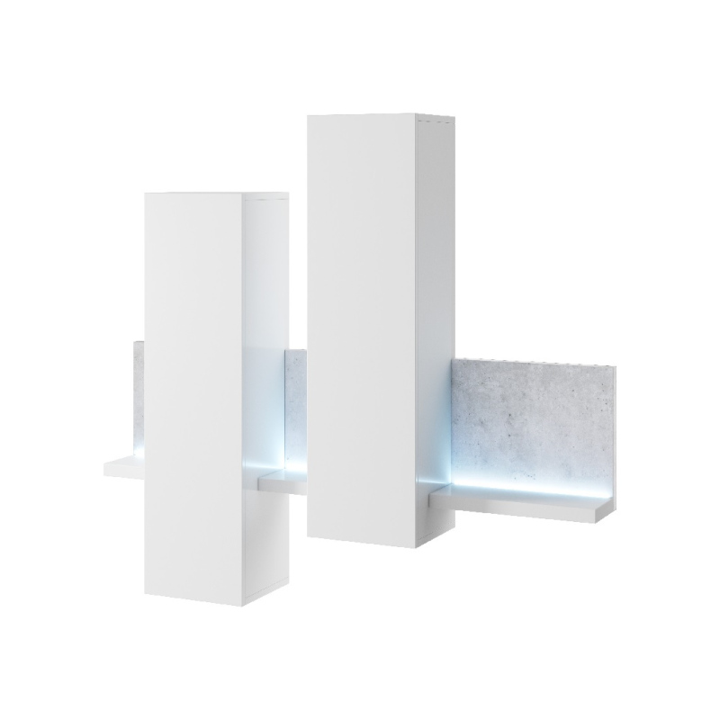 Zweifarbige Vitrine KIBOU, weiß / Beton
