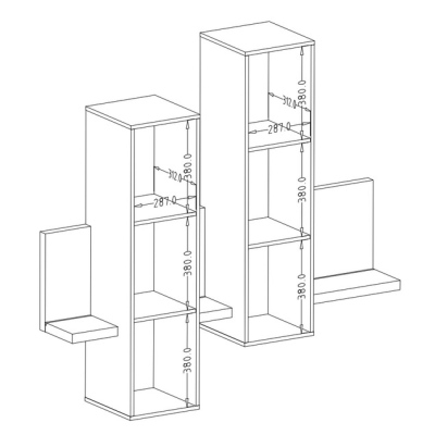 Zweifarbige Vitrine KIBOU, weiß / Beton