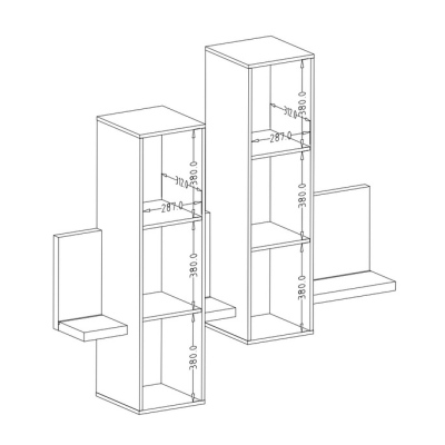 Zweifarbige Vitrine KIBOU, weiß / Beton