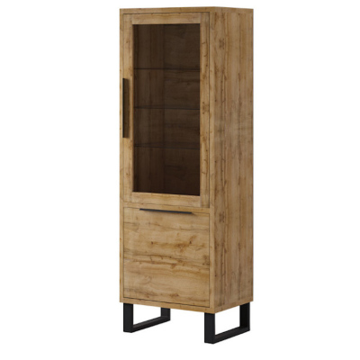 Minimalistische zweitürige Vitrine GEJFUN, Wotan-Eiche