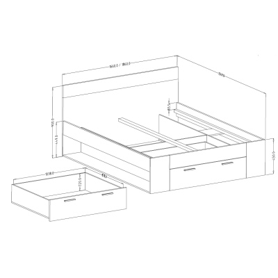 Doppelbett MARCELA 160x200, Klostereiche