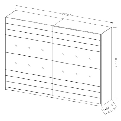 Großer Schrank SÁRA 270 cm, San Remo Eiche