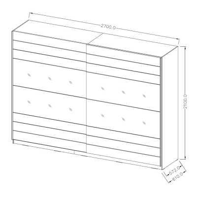 Großer Schrank SÁRA 270 cm, San Remo Eiche