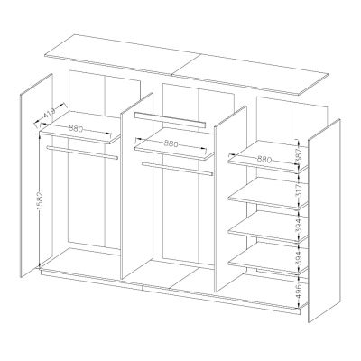 Großer Schrank SÁRA 270 cm, San Remo Eiche