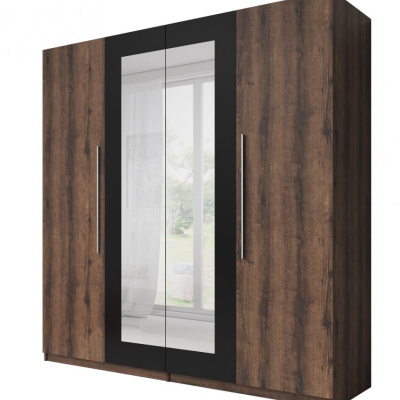 Großer Kleiderschrank mit zwei Spiegeln BEATA – Breite 228 cm, Eiche Monastery