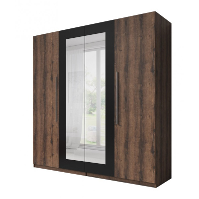 Großer Kleiderschrank mit zwei Spiegeln BEATA – Breite 228 cm, Eiche Monastery