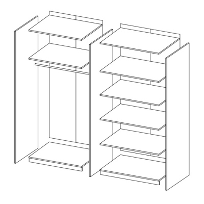 Großer Kleiderschrank mit zwei Spiegeln BEATA – Breite 228 cm, Eiche Monastery