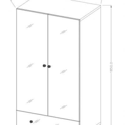 Zweitüriger Kleiderschrank APRICA – Breite 86 cm, weiß