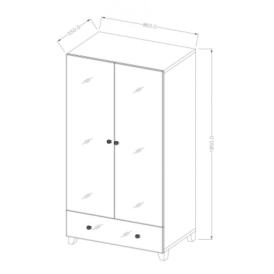 Zweitüriger Kleiderschrank APRICA – Breite 86 cm, weiß