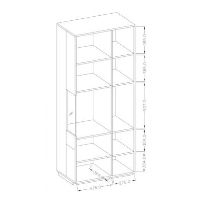 Elegante Vitrine SHADI links, weiß / Beton
