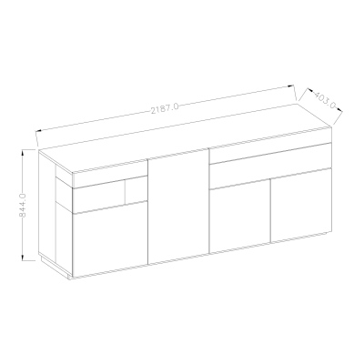 Moderne viertürige Kommode SHADI, Weiß + Beton
