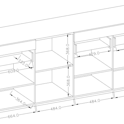Moderne viertürige Kommode SHADI, Weiß + Beton