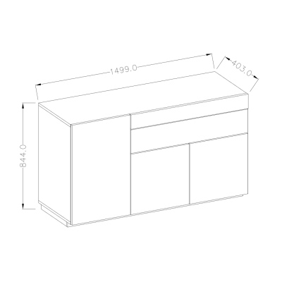 Dreitürige Kommode SHADI, weiß + Beton