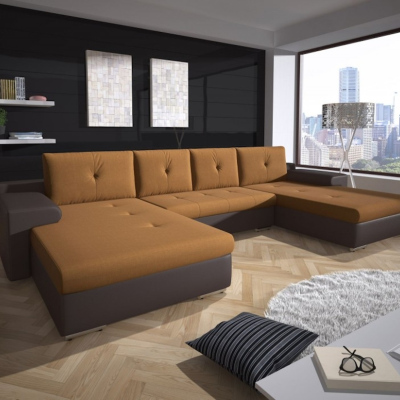 Große Couchgarnitur ŽANETA, braun + gold (ocker)