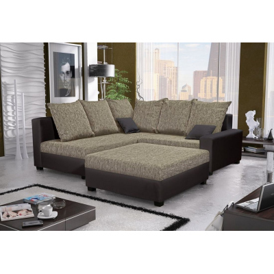 Geräumige Couchgarnitur MONIKA, Hocker 98x94, braun + beige