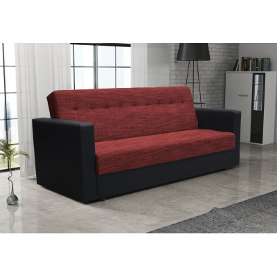 Modernes Schlafsofa MALIN, rotes + schwarzes Öko-Leder