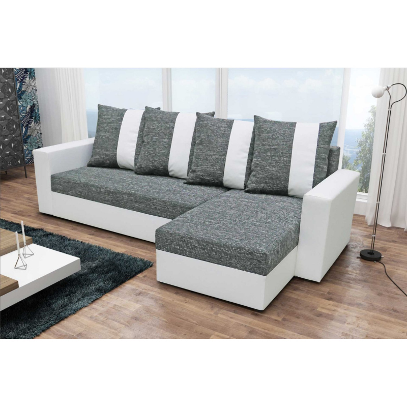 Ecksofa ANGELIKA, Grau + Weiß