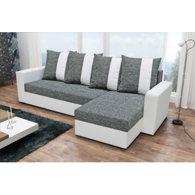 Ecksofa ANGELIKA, Grau + Weiß