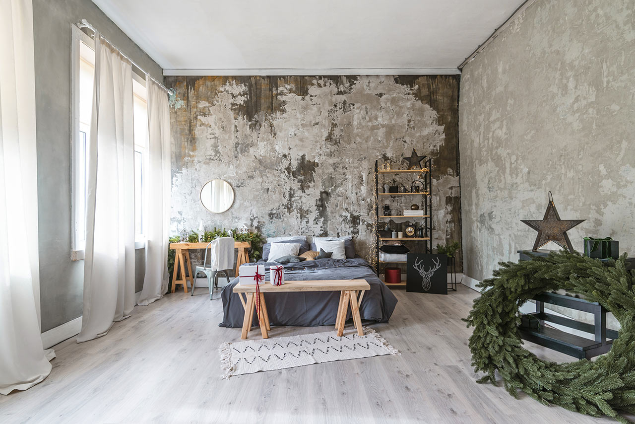 Die Hipster-Wohnung versucht nicht, Unvollkommenheiten zu verbergen.