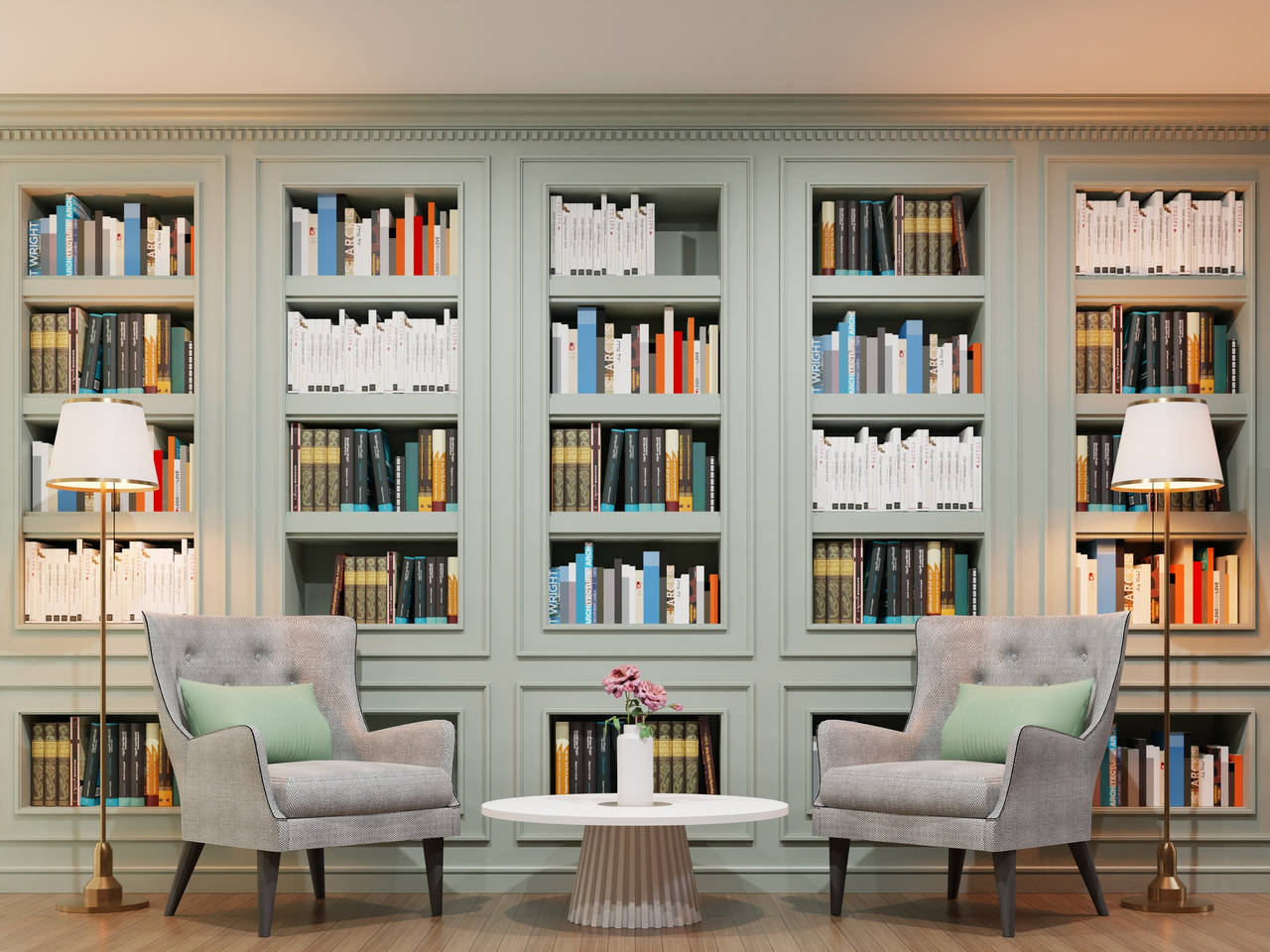 Bücher bringen ein farbiges und texturiertes Element ins Interieur. (Designed by Freepik)